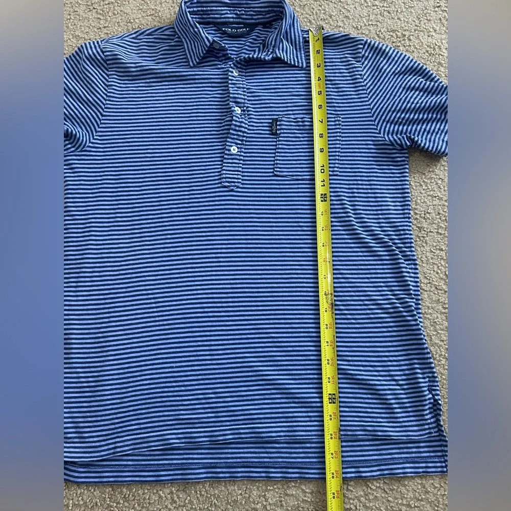 Polo Golf Ralph Lauren Short Sleeve Blue Striped Polo Pocket Shirt Men’s Medium - Picture 6 of 7